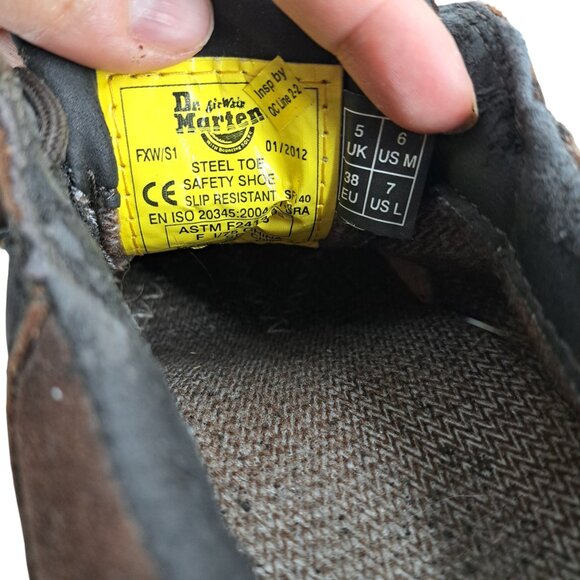 Dr Martens Brown Leather Steel Toe Safety Shoes Size UK 5 Womens 7 Mens 5 Work - Picture 9 of 13